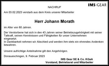 Traueranzeigen von Johann Morath Schwarzwälder Bote Trauer