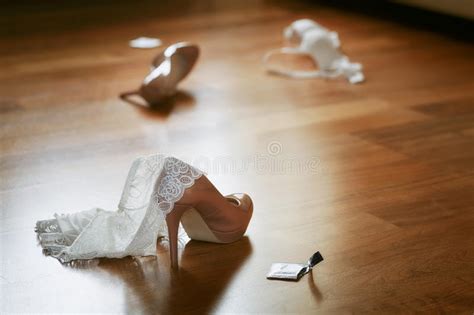 Bedroom Mess With Lingerie Shoes And Condom Stock Photo Image Of Love Clothing