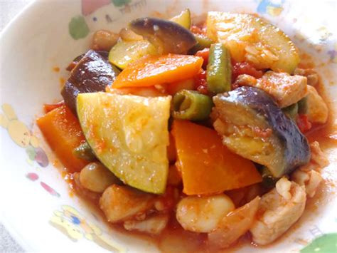 【保育園給食】夏野菜のトマト煮込み By 長野県駒ヶ根市 【クックパッド】 簡単おいしいみんなのレシピが394万品