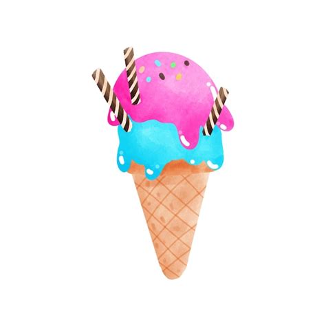 Premium Vector Ice Creams Cone Tasty Watercolor Style Sweet Summer