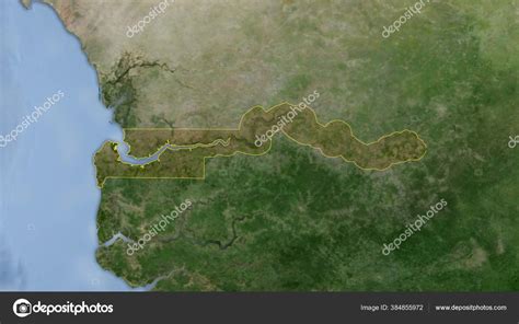 Gambia Outlined High Resolution Satellite Image Stock Photo Yarr