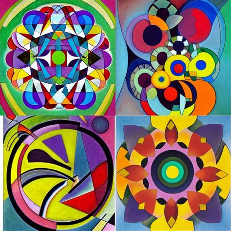 Stunning Abstract Geometric Flower By Kandinsky Stable Diffusion