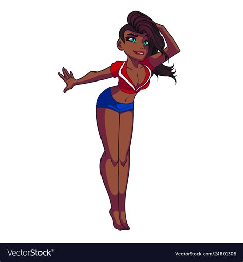 Sexy Black Woman In Retro Clothes Is Posing Pin Vector Image