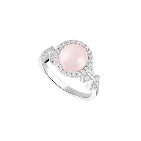 Bague Perle Rose Orn E De Losanges Argent Elsa Lee Paris