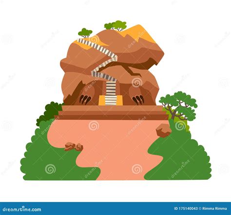 Sigiriya Rock Vector Illustration Fantastic Mountain Kingdom Icon On