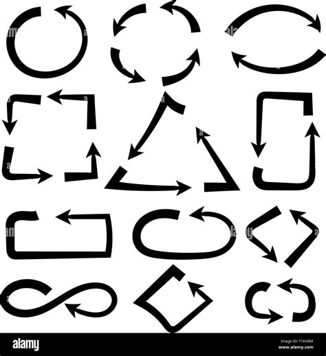 Arrows Combinations Simple And Complex Black Bold Hand Drawn Icons