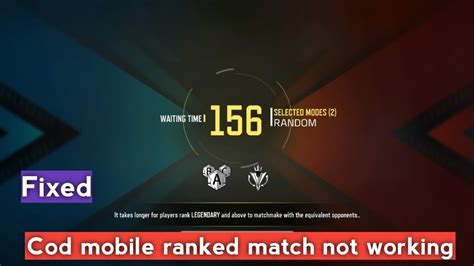 Cod Mobile Ranked Match Not Working Fixed YouTube