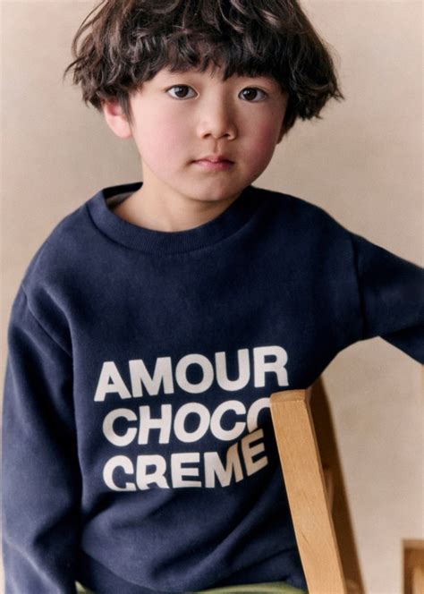 Amour Choco Cr Me Sweat Shirt Navy Ecru Organic Cotton Organic