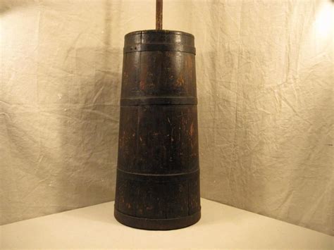 Primitive Wood Antique Butter Churn With Original Lid And Dasher All