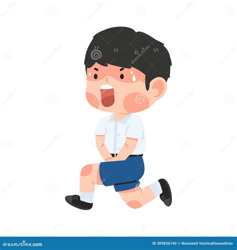 Kid Student boy need a pee stock vector. Illustration of health - 309836140