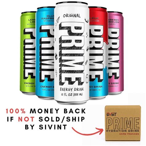 New Prime Hydration Energy Drink Variety Pack All Flavors 12 Fl Oz 5 Pack Packaged By