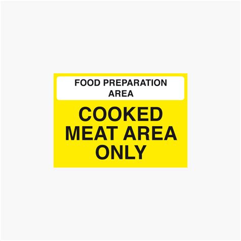 Plastic 210x148mm A5 Cooked Meat Area Only Signs Safety Sign Uk