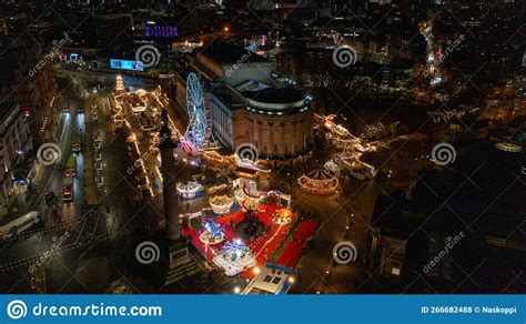 Night Photo of ST. George`s Hall and the Christmas Market Stock Photo ...