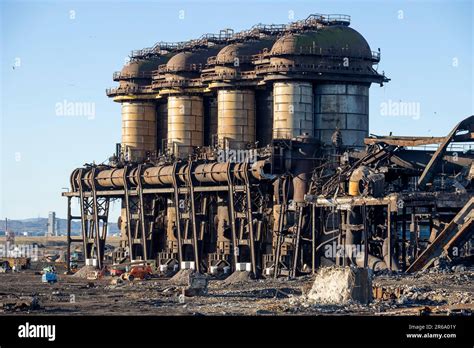 The Blast Furnace Stoves Before Demolition And The Blast Furnace After