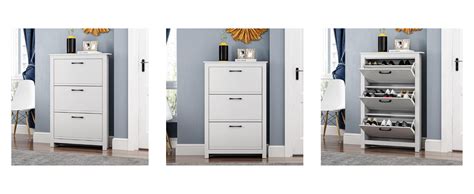 Galano Limestone 3 Door Shoe Cabinet Slim Storage Cabinet