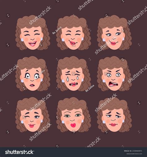 Set Womans Emotions Facial Expression Girl Stock Vector Royalty Free 2140464971 Shutterstock