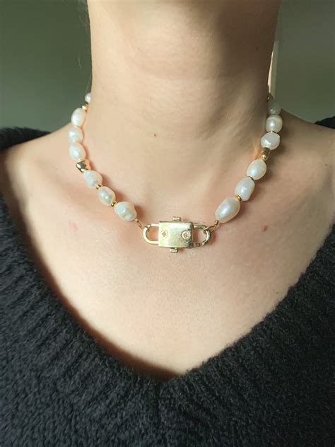 Large Chunky White Pearl Necklace Edgy Grunge Aesthetic Jewelry Indie