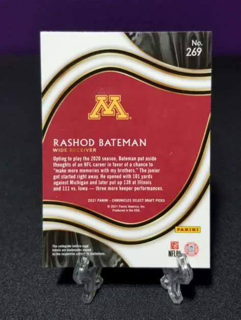 CARTE RECRUE RASHOD Bateman 2021 Panini Chronicles Select Draft NFL