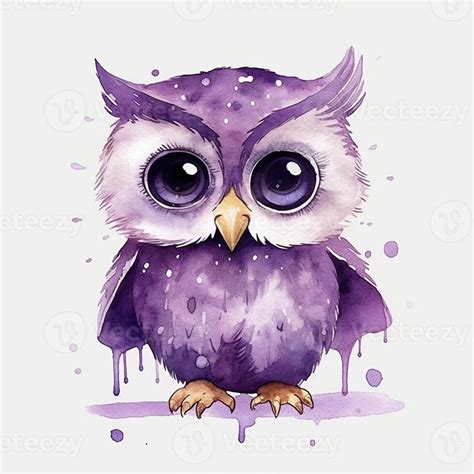 Watercolor Cute Owl Clipart Hand Drawn Clipart Isolated On White