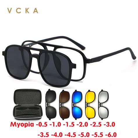 VCKA Myopia 6 In 1 Men Women Sunglasses Polarized Optical Magnetic Clip