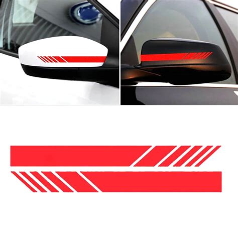 2pcs Car Auto Rear View Side Mirror Body Stripe Vinyl Sticker Decal Diy Graphic