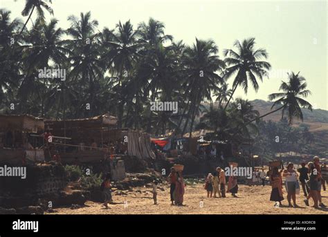 GOA Anjuna beach with flea market behind Stock Photo - Alamy