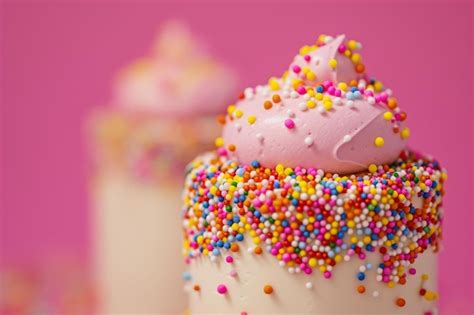 Colorful Sprinklecovered Milkshakes On Pink Background Premium Ai