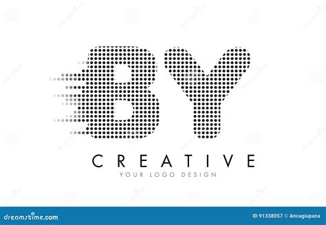 By B Y Letter Logo With Black Dots And Trails Stock Vector