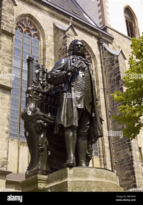 Bach Monument In Front Of The Thomaskirche In Leipzig High Resolution