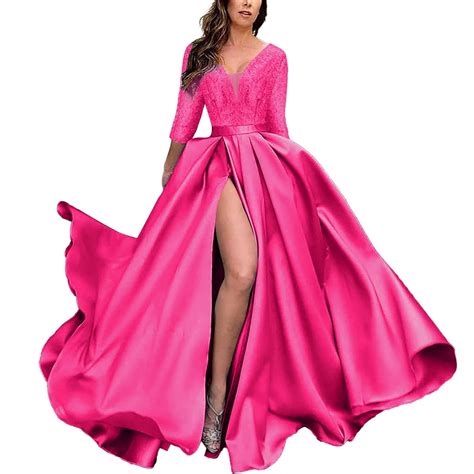 Szxzygs Formal Dress Women Dress Evening Party Five Point Ruched Dress Bronzing Big Party Robe