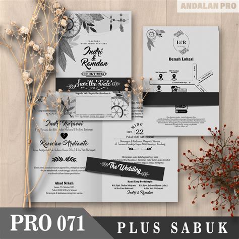 Jual PRO 071 Grayscale Hitam Putih Cetak Undangan Pernikahan Plus