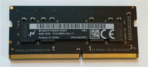 Micron 8GB 1x8GB DDR4 2666MHz PC4-21300 PC4-2666V Laptop SODIMM RAM ...