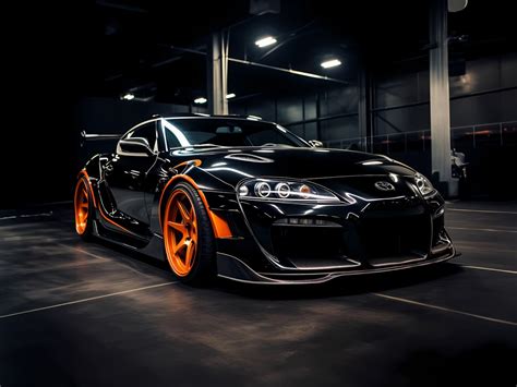 Black Toyota Supra Orange Wheels - Etsy