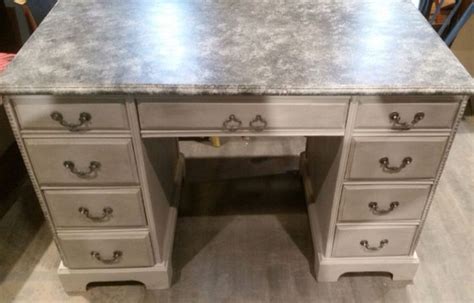 Double Pedestal Desk Painted In Paris Grey Chalk Paint By Annie Sloan