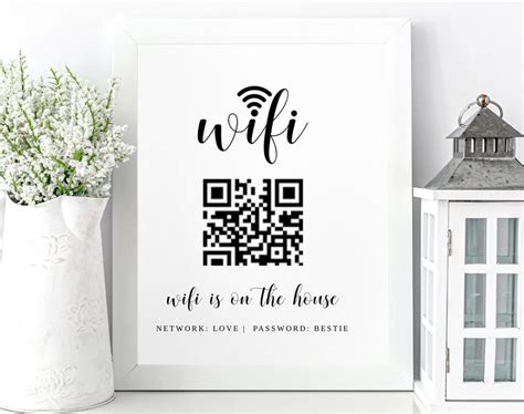 Air Bnb Welcome Sign With Qr Code Wifi Sign Template Canva Template Air