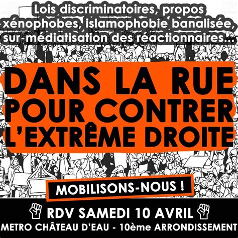 Manifestation Contre Lextr Me Droite Samedi Avril Paris Npa Loiret