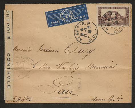 2 17 1941 Alger R P Algeria Censored Cover Pau Basses Pyrenees France