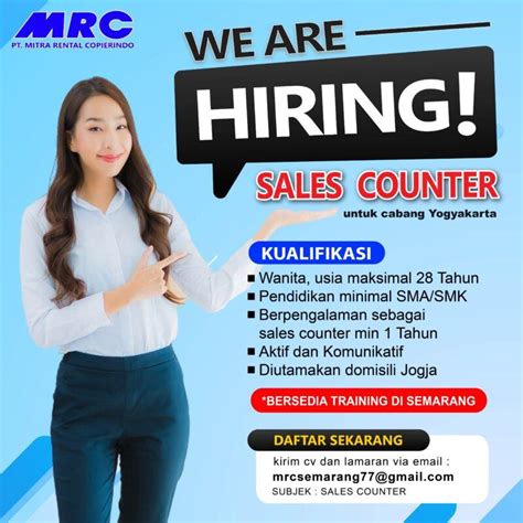 Lowongan Kerja Sales Counter Di PT Mitra Rental Copierindo MRC