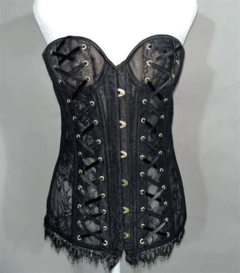 Nwt Adore Me Black Bustier Lace Up Corset Size L Lingerie Ebay