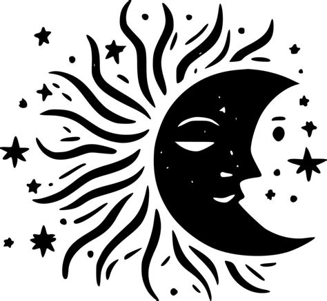 Celestial, Black and White Vector illustration 23593375 Vector Art at ...