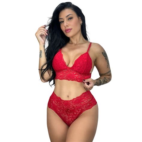 Conjunto Calcinha E Suti Lingerie Feminina Sensual Langerie Sexy