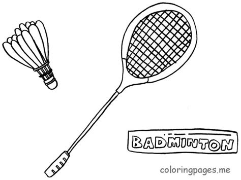 Coloriage Badminton Raquette et Volant en noir dessin gratuit à imprimer