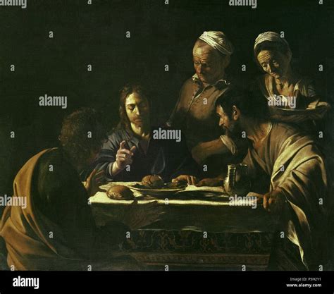 La Cena de Emaús 1606 141x175 cm oleo sobre lienzo barroco