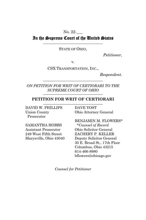 Ohio V Csx Petition For Certiorari