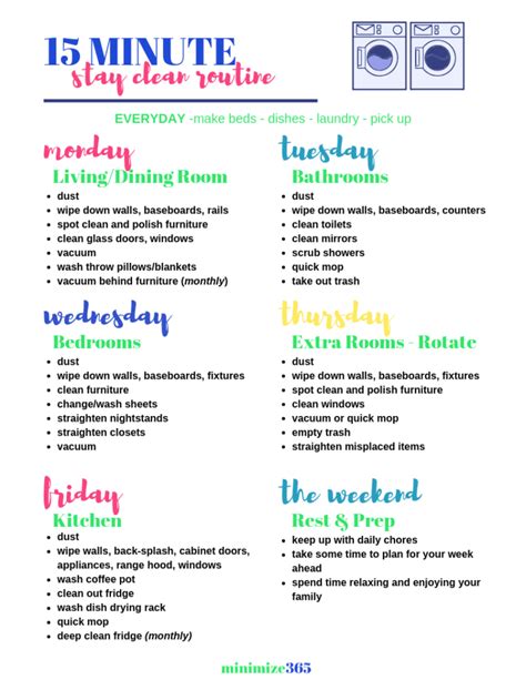 Printable Cleaning Schedule For Working Moms Printable Word Searches