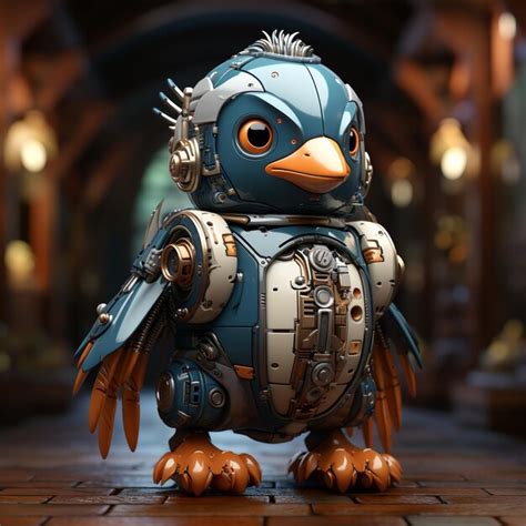 El robot pingüino en 3D Foto Premium