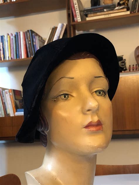 Antique Rare Woman Hat Art Decò 1920s 30s Cloche Black Etsy