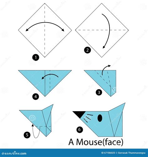 Step By Step Instructions How To Make Origami A Mouse. Cartoon Vector ...