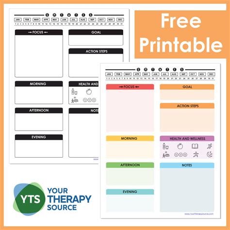 Printable Adhd Daily Planner Template Free Your Therapy Source