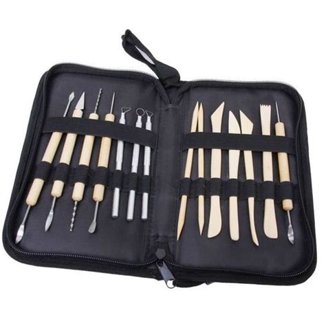 14 Pcs Outils De Sculpture D Argile De Poterie Avec Etui De Rangement